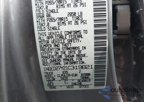 2001 Nissan Frontier Crew Cab Xe/Crew Cab Se from USA, damaged, VIN 1N6ED27Y21C319821